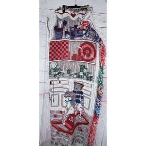 Crown Crafts Throw Blanket %100 Cotton USA Vintage Toy Theme Afghan 58"x96"